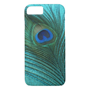 Metallic Aqua Blue Peacock Feather Case-Mate iPhone Case