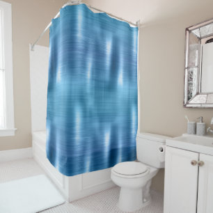Metallic Aqua Blue Shower Curtain