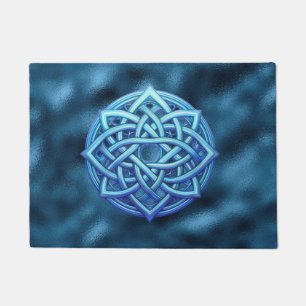 Metallic Arctic Blue Celtic Knot Dark Clouds Doormat
