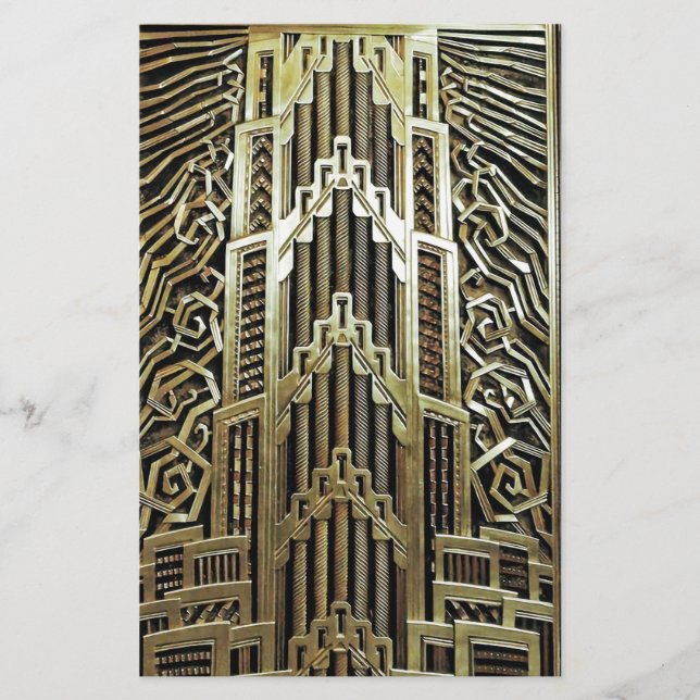 Metallic art nouveau design, vintage,elegant,chic, stationery (Front)