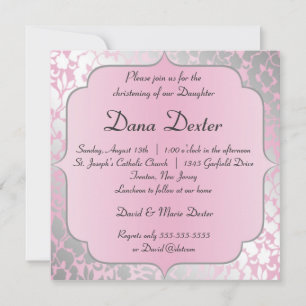Metallic Baby Pink Baptism Invitation