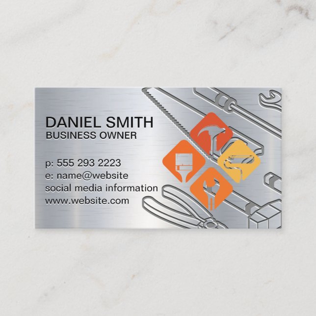 Metallic Background | Builder Tools | Remodeling Business Card (Front)