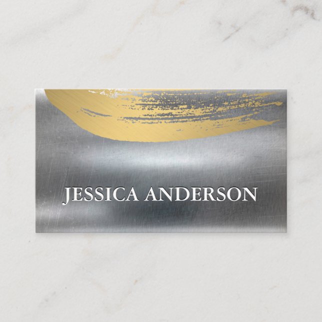 Metallic Background | Gold Brushed Business Card (Front)