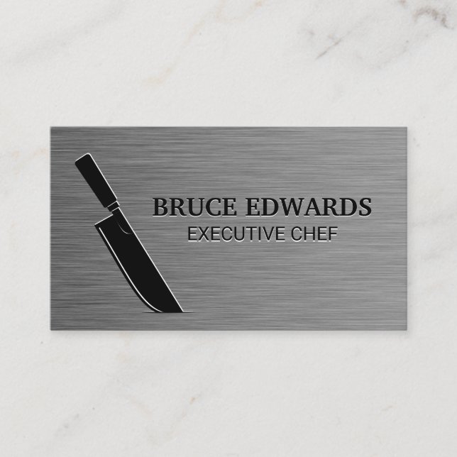 Metallic Background Knife Business Card (Front)
