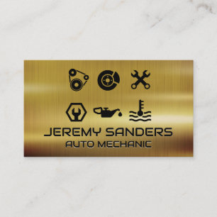 Metallic Background Mechanic Tools Business Card