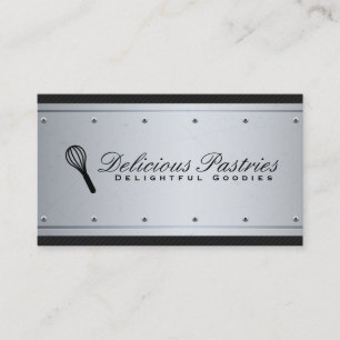 Metallic Background Rivets Black Mesh Chef Business Card