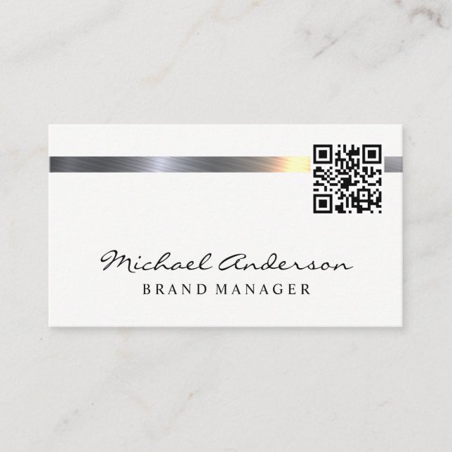 Metallic Bar | QR Code Business Card (Front)