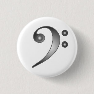 Metallic Bass Clef 3 Cm Round Badge