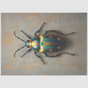 Metallic Beetle Emerald Green and Gold Decoupage Tissue Paper