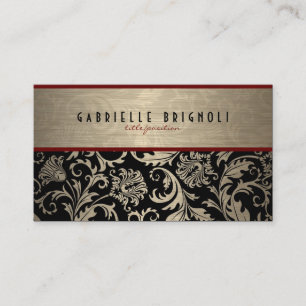 Metallic Beige And Black Damasks Design 2 Business Card