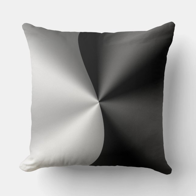 Metallic Black And Silver Stainless Steel Look Cushion (Front)