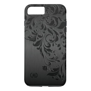 Metallic Black & Black Lace iPhone 8 Plus/7 Plus Case