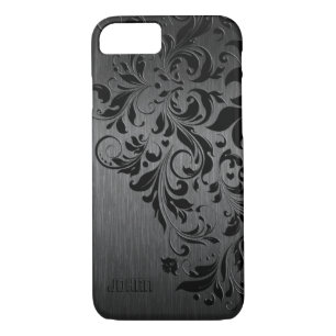 Metallic Black Brushed Aluminium & Black Lace Case-Mate iPhone Case