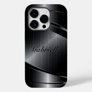 Metallic Black Design Brushed Aluminium Look Case- Case-Mate iPhone 14 Pro Case