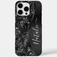 Metallic Black Glitter Personalised