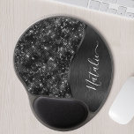 Metallic Black Glitter Personalised Gel Mouse Pad<br><div class="desc">Easily personalise this black brushed metal and glamourous faux glitter patterned gel mouse pad with your own custom name.</div>