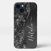 Metallic Black Glitter Personalised