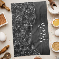  Metallic Black Glitter Personalised