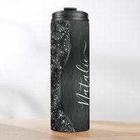  Metallic Black Glitter Personalised