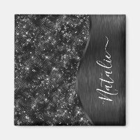 Metallic Black Glitter Personalized