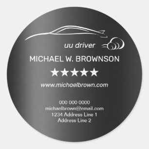 Metallic Black Grey Automobile Service Logo Classic Round Sticker