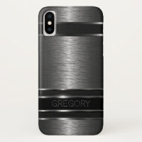 Metallic Black & Grey Stripes