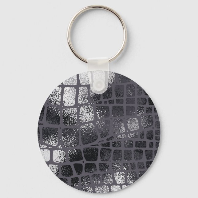Metallic Black Snake Skin: Elegant Texture Key Ring (Front)