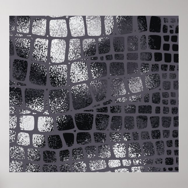 Metallic Black Snake Skin: Elegant Texture Poster (Front)