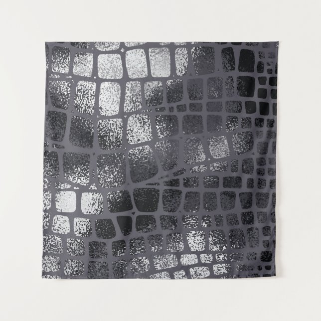 Metallic Black Snake Skin: Elegant Texture Tapestry (Front)