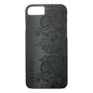 Metallic Black With Black Paisley Lace Case-Mate iPhone Case