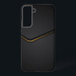 Metallic black with gold dynamic line accent samsung galaxy case<br><div class="desc">Black and grey metallic texture background with dynamic gold stripe. Slick modern design.</div>