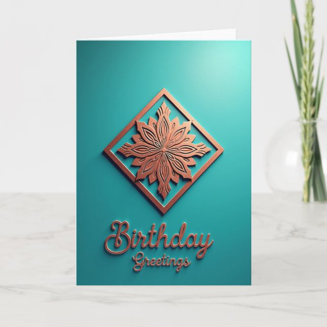 Metallic Bloom Birthday Card (Front)
