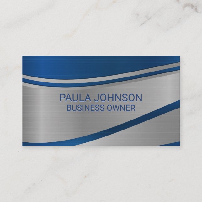 Metallic Blue Abstract Background Business Card (Front)