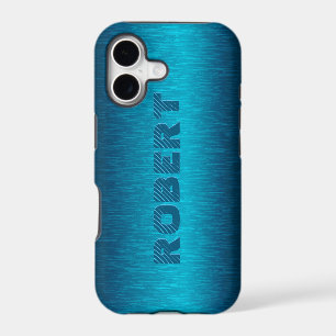 Metallic Blue Brushed Aluminium Look