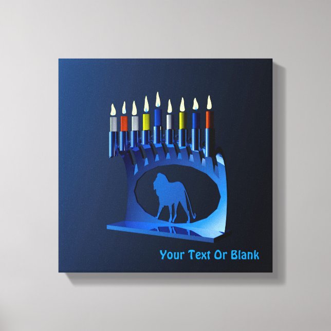Metallic Blue Chanukkah Menorah Canvas Print (Front)