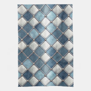 Metallic Blue Diamond - Geometric Industrial Tea Towel