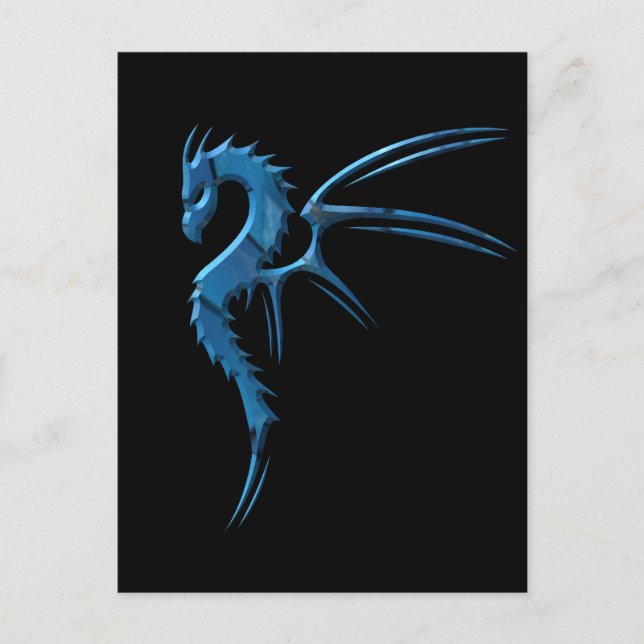 Metallic Blue Dragon Postcard (Front)