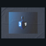 Metallic Blue Dreidel Tablecloth<br><div class="desc">A modernistic, metallic blue dreidel against a dark, night-like background. Two of the Hebrew letters found on a dreidel, nun and shin, glow brightly.</div>