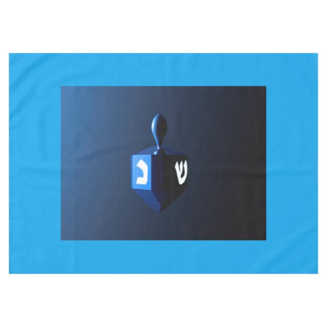 Metallic Blue Dreidel Tablecloth (Front (Horizontal))