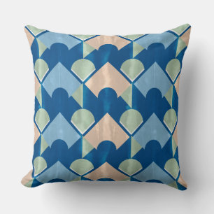 Metallic blue geometric diamond shapes cushion