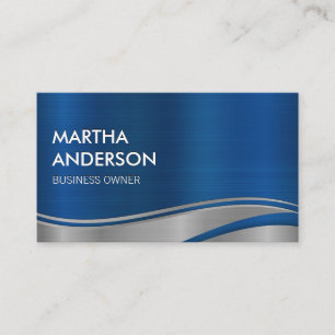 Metallic Blue Grey Brushed Industrial Business Card