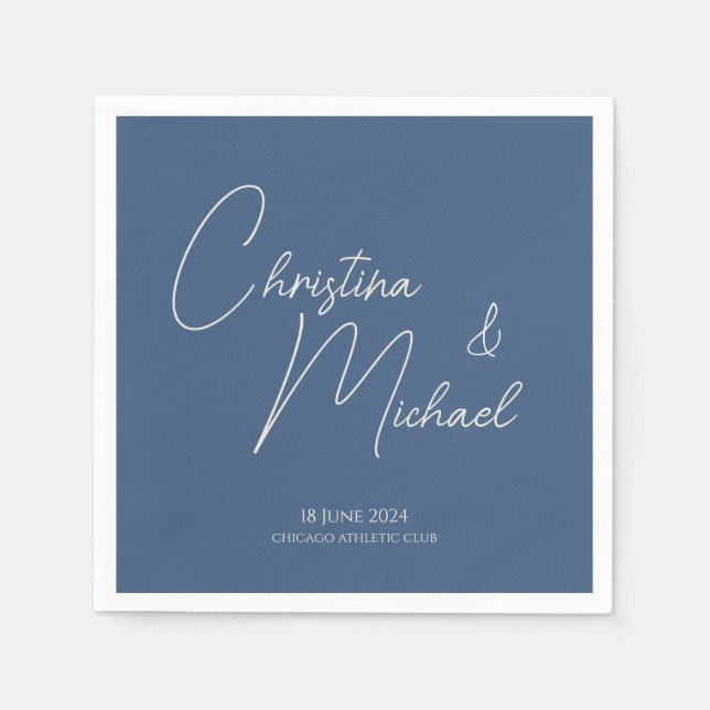 Metallic Blue • Handwritten Script Napkin (Front)