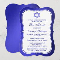 Metallic Blue Jewish Star Of David Bar Mitzvah