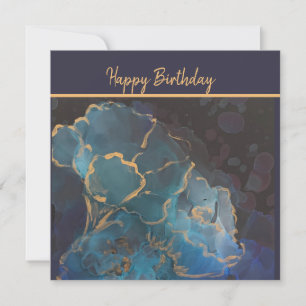 Metallic Blue Poppies Flat Card