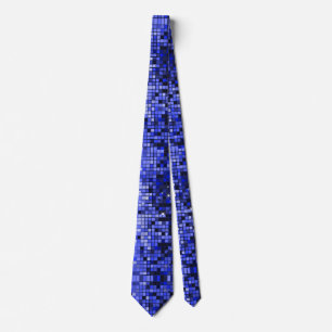 Metallic Blue Sequins Look Disco Mirrors Bling Tie