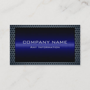 Metallic Blue Stainless Grey Steel Hole Look Business Card