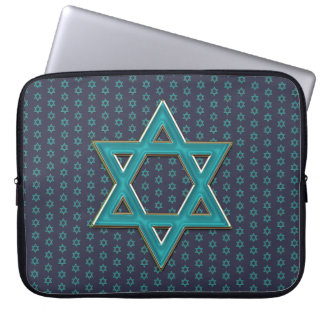 Metallic Blue Star of David Laptop Sleeve