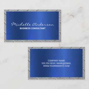 Metallic Blue Texture Steel Border Business Card