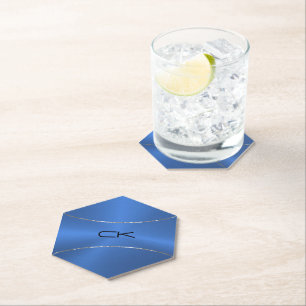 Metallic blue with silver accent paper coaster