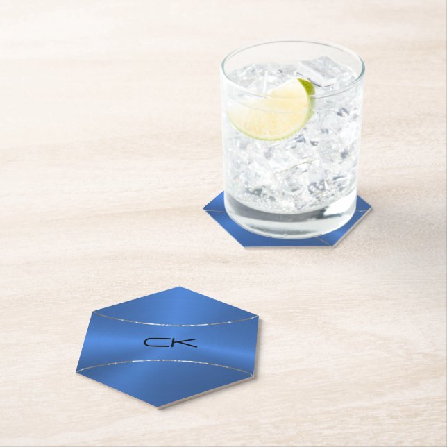 Metallic blue with silver accent paper coaster (Insitu)